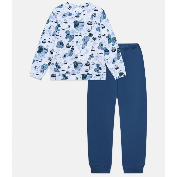 Rita Romani Пижама: кофта + штаны (синий с принтом)
