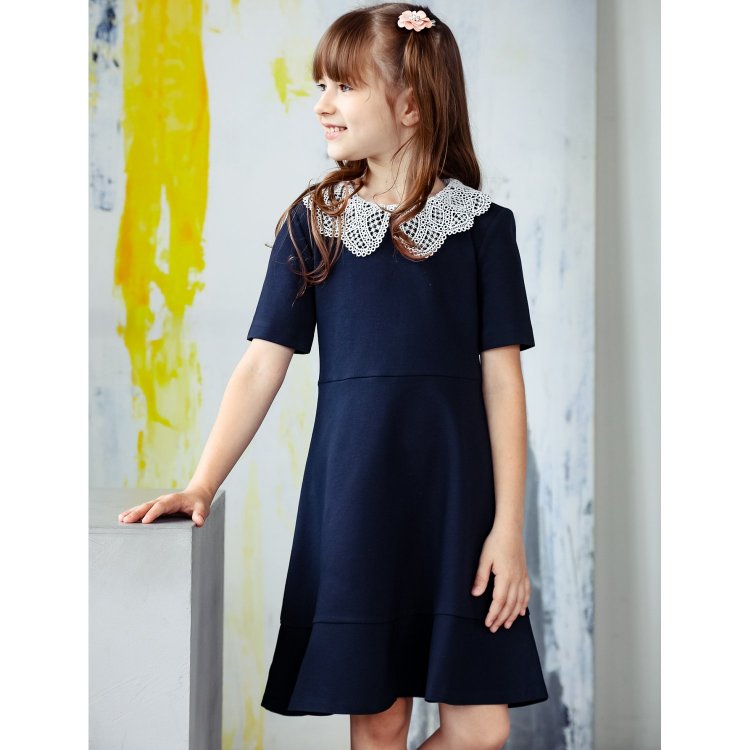 Фото 7 Платье короткий рукав (темно-синий) 105148 Silver Spoon SSFSG-328-23833-309