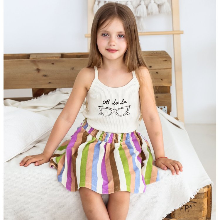 Фото 3 Махровая юбка (разноцветная полоска) 104259 Sproet & Sprout S23-631 BISCOTTI