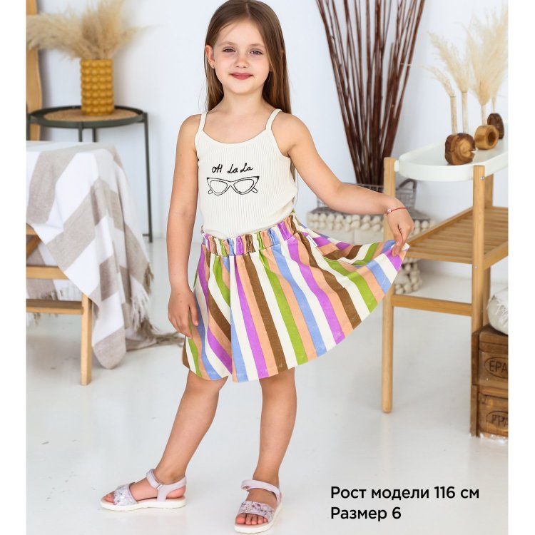 Фото 5 Махровая юбка (разноцветная полоска) 104259 Sproet & Sprout S23-631 BISCOTTI