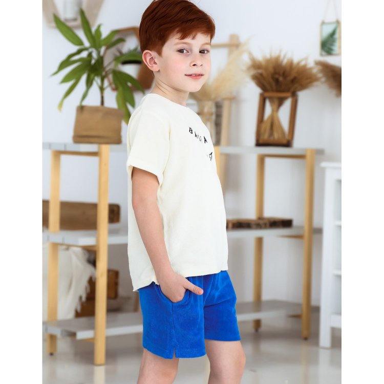 Фото 4 Махровые шорты (синий с принтом) 104086 Sproet & Sprout S23-654 AZZURRA BLUE