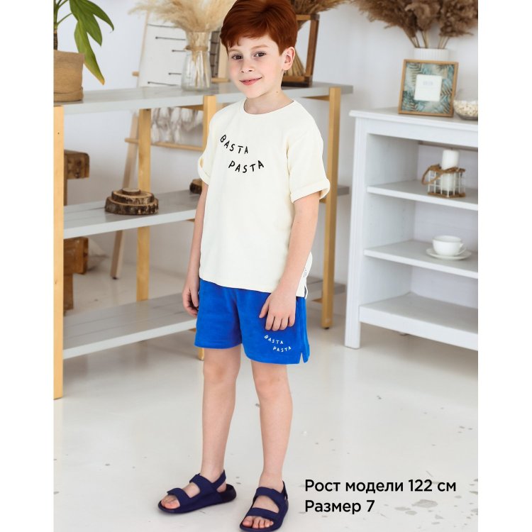 Фото 7 Махровые шорты (синий с принтом) 104086 Sproet & Sprout S23-654 AZZURRA BLUE