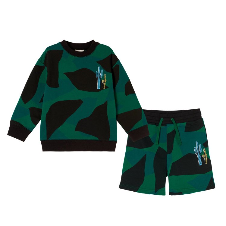 Stella McCartney Комплект: свитшот + шорты (зеленый с черным)