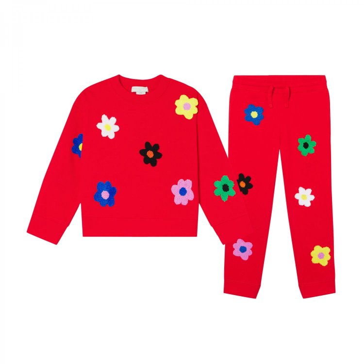 Stella McCartney Комплект: толстовка + штаны (красный с цветами)