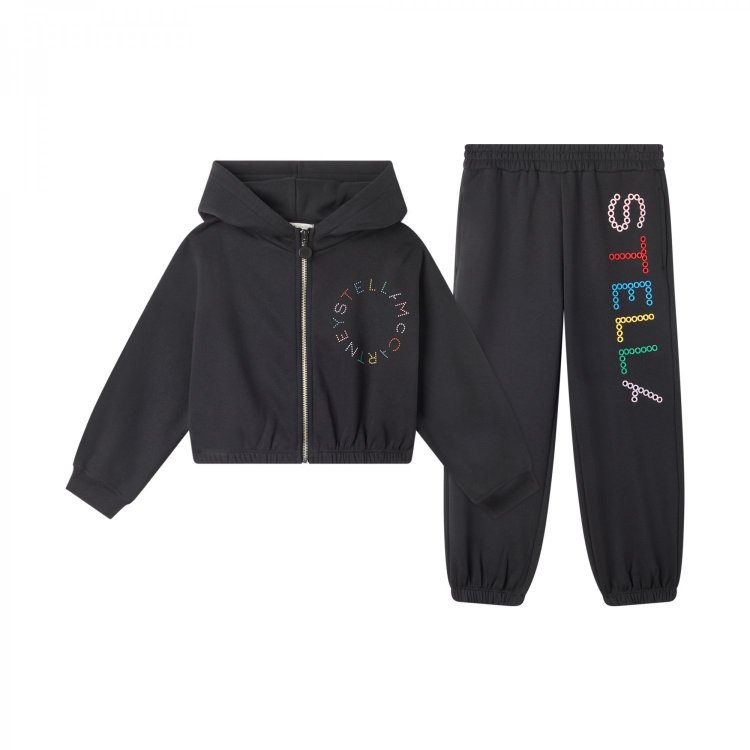 Stella McCartney Спортивный комплект Teen Logo: толстовка + брюки (черный)