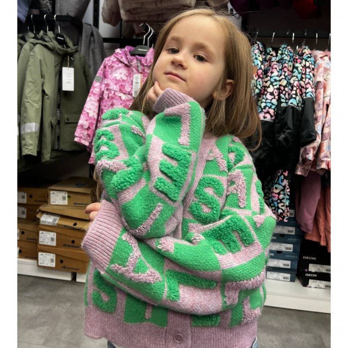Кардиган Teen Logo (зеленый с розовым)