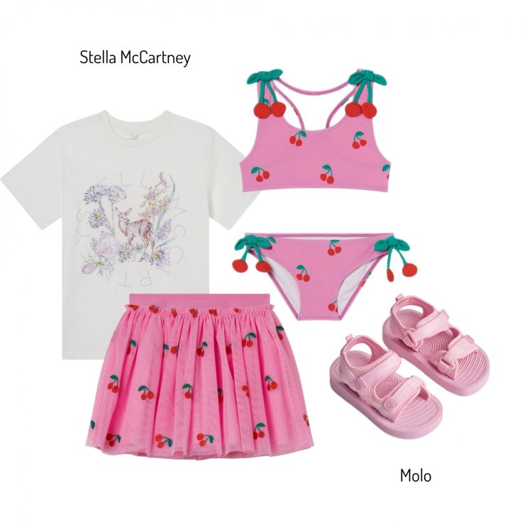 Фото 3 Юбка Cherries & Berries (розовый с вишенками) 127444 Stella McCartney TW7B01-Z2611-552EM